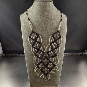 Macrame glass bead necklace